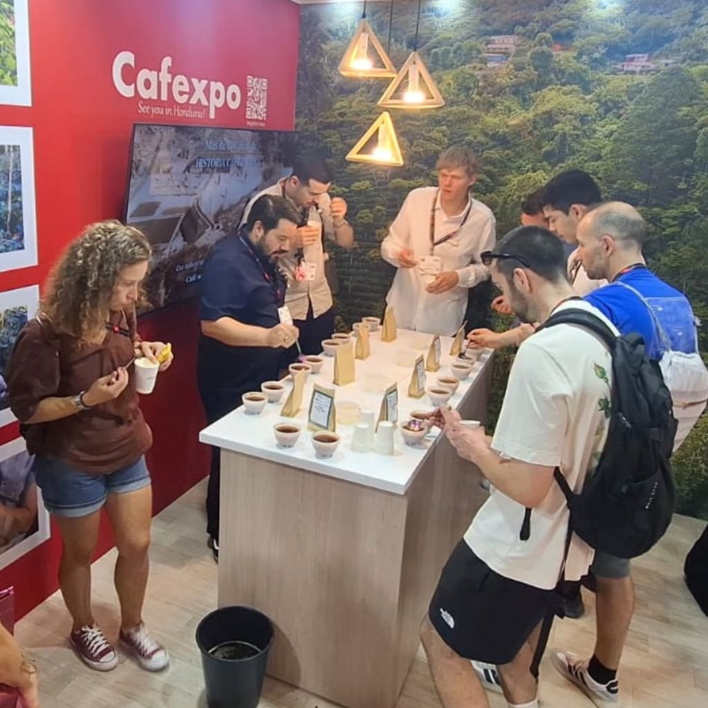 Visitantes del World of Coffee Brussels 2026 exploran el café producido en Honduras.