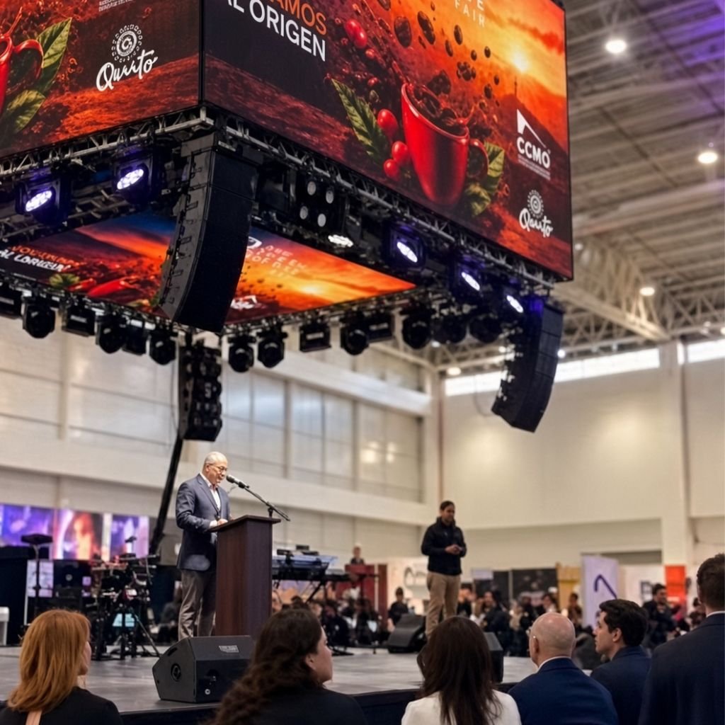 Inauguración de The Global Coffee Fair 2026 en el Centro de Convenciones Metropolitano de Quito.